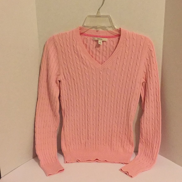 Pink Merona V-Neck Cable Sweater - Picture 1 of 4